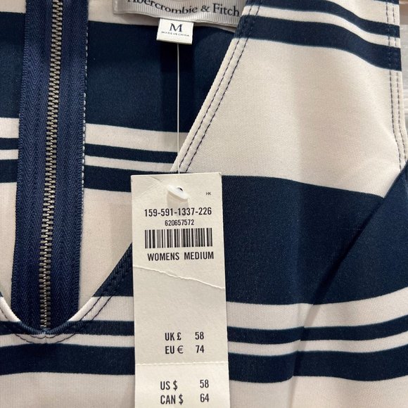 NWT Abercrombie & Fitch Blue and White Striped Mini Dress, Size M - Picture 11 of 12